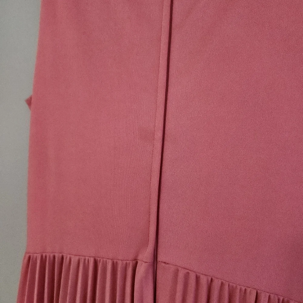 Vintage 70’s Bleeker Street pink sleeveless pleated maxi dress size Large - Picture 5 of 12